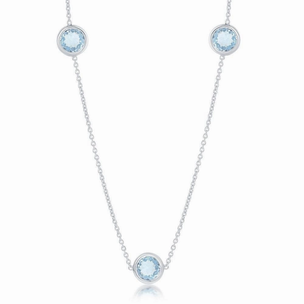Sterling Silver Bezel-Set 26.964cttw Blue Topaz Necklace