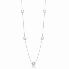 Sterling Silver Bezel-Set 26.964cttw Blue Topaz Necklace