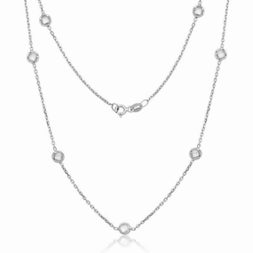 Sterling Silver Bezel Set Faceted CZ Necklace