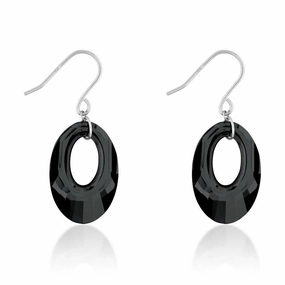 Sterling Silver Black Swarovski Crystal Earrings