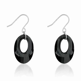 Sterling Silver Black Swarovski Crystal Earrings