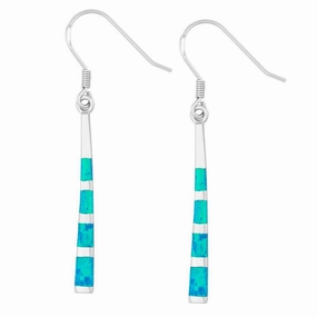Sterling Silver Blue Inlay Opal Dangling Earrings