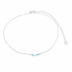 Sterling Silver Blue Inlay Opal Shooting Star Choker Necklace