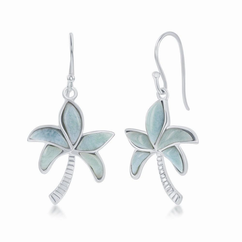 Sterling Silver Blue Larimar Palm Tree Earrings
