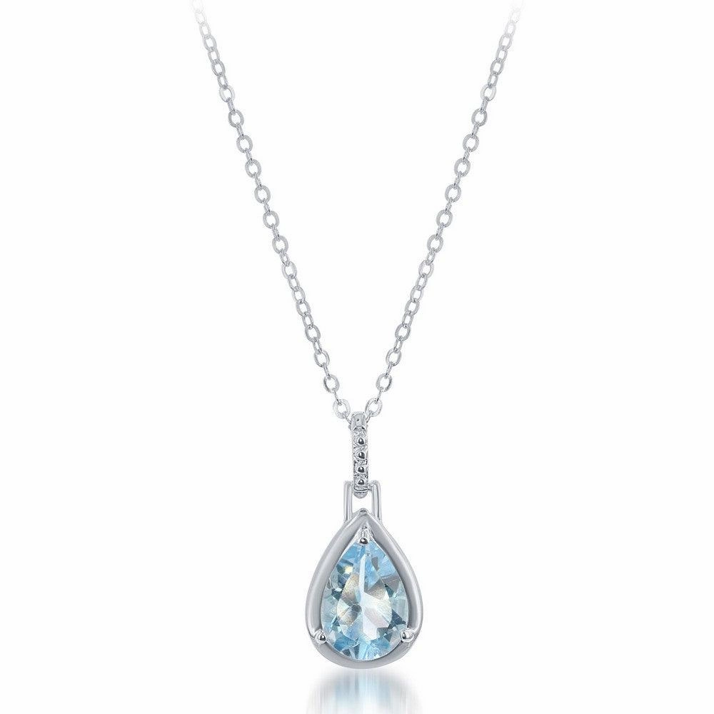 Sterling Silver Blue Topaz 2.25 cttw Teardrop Pendant