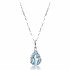 Sterling Silver Blue Topaz 2.25 cttw Teardrop Pendant