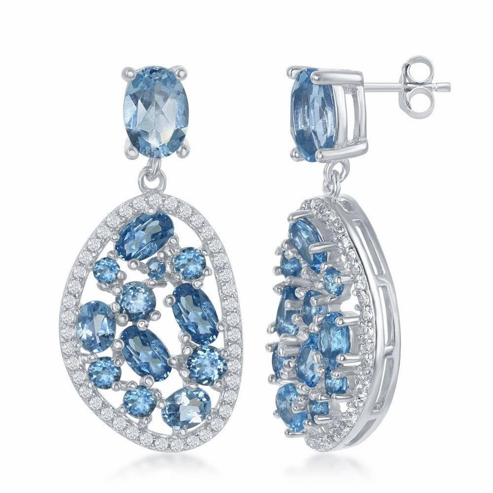 Sterling Silver Blue Topaz Multi Shape Earrings