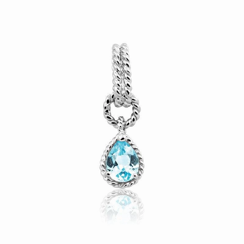 Sterling Silver Blue Topaz Pear Gemstone Pendant