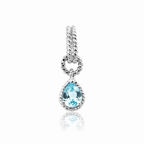 Sterling Silver Blue Topaz Pear Gemstone Pendant
