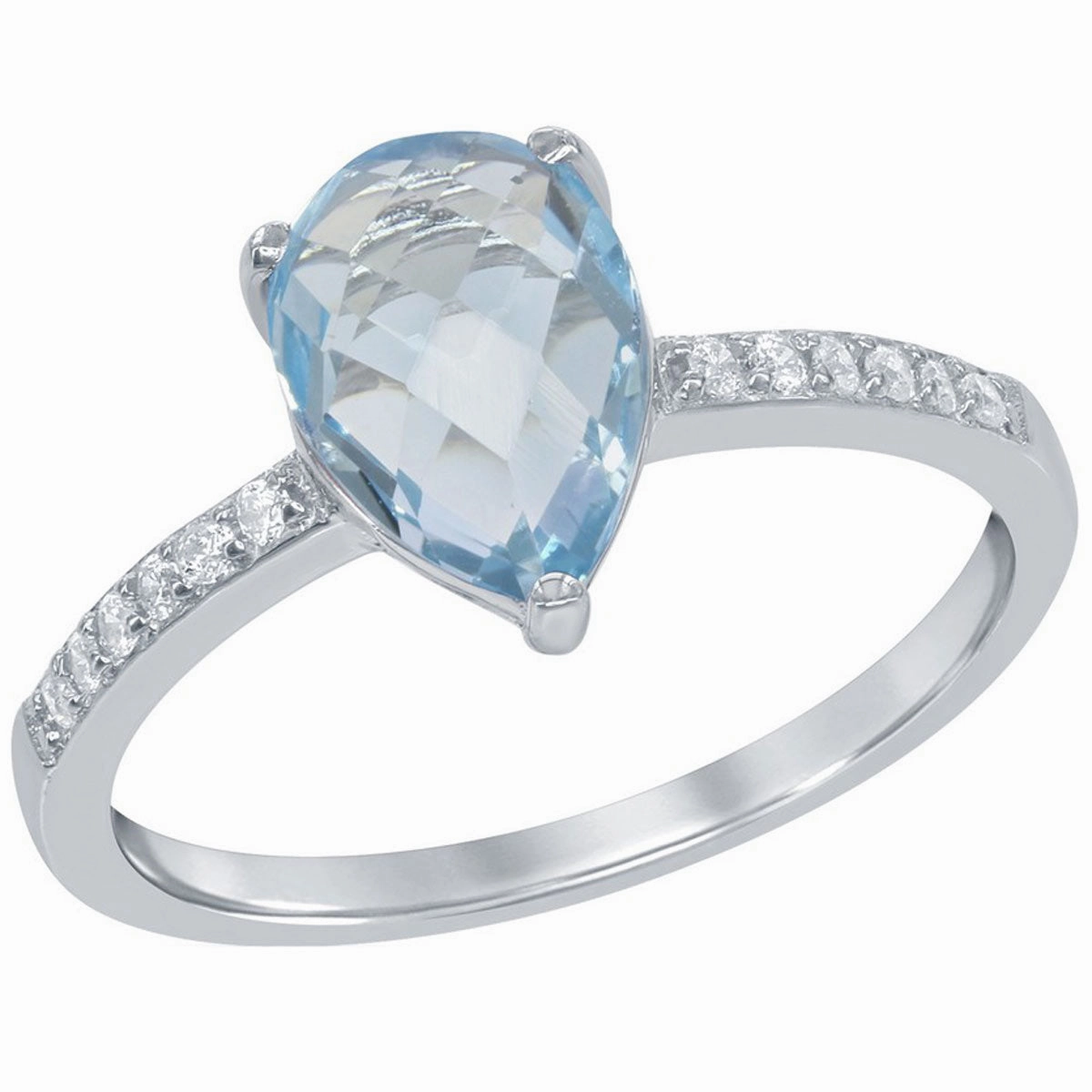 Sterling Silver Blue Topaz Teardrop Ring - W-1357