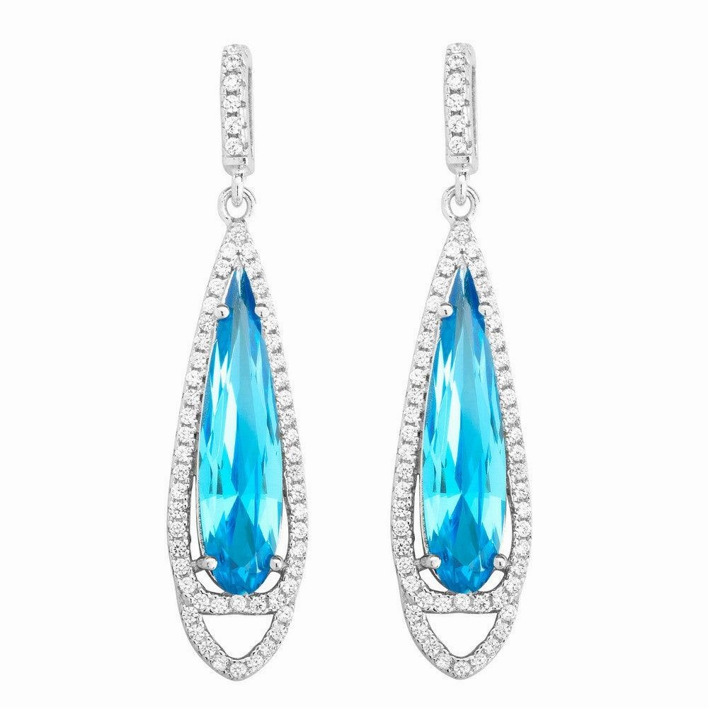 Sterling Silver Bright Blue Teardrop Earrings