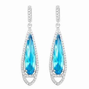 Sterling Silver Bright Blue Teardrop Earrings