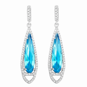 Sterling Silver Bright Blue Teardrop Earrings