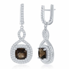 Sterling Silver Brown Center Smoky Earrings