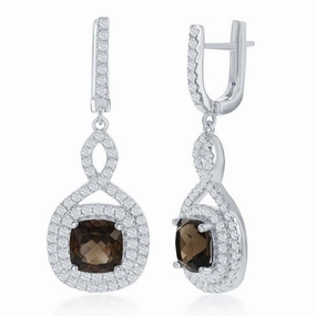 Sterling Silver Brown Center Smoky Earrings