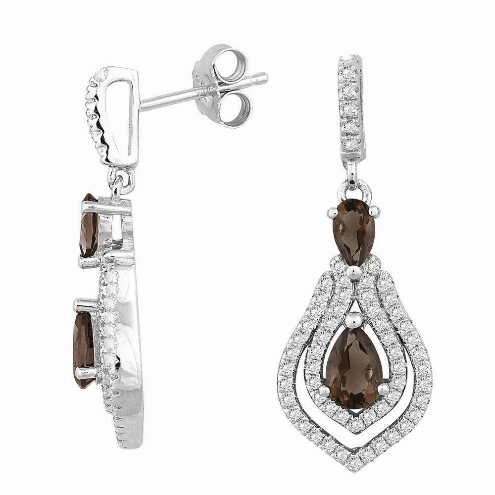 Sterling Silver Brown Smoky Quartz Topaz Earrings