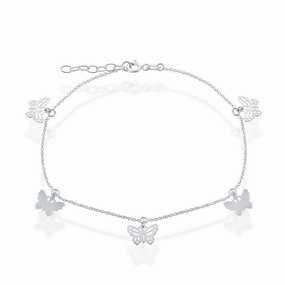 Sterling Silver Butterflies Anklet