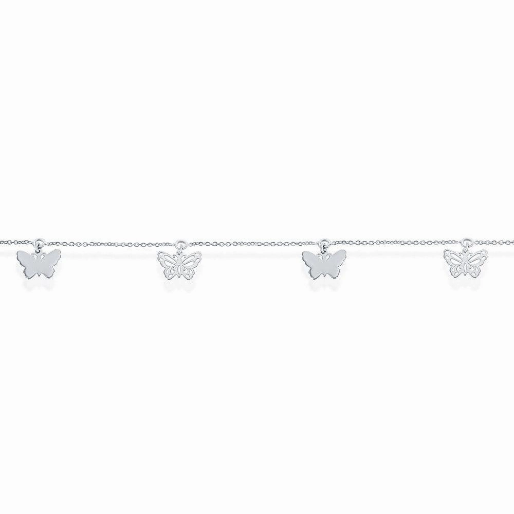 Sterling Silver Butterflies Anklet