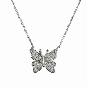 Sterling Silver Butterfly Necklace with Cubic Zirconia
