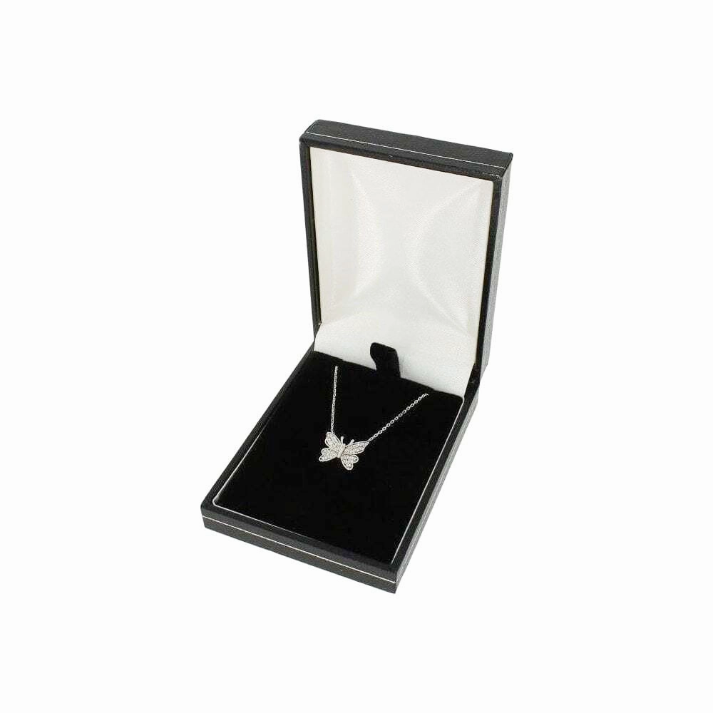 Sterling Silver Butterfly Necklace with Cubic Zirconia
