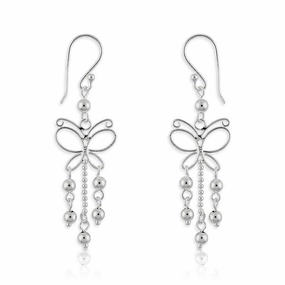 Sterling Silver Butterfly with Beads Earrings