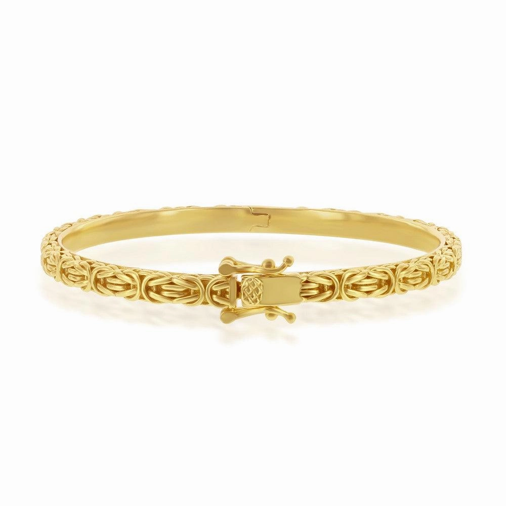 Sterling Silver Byzantine Design Bangle - Gold Plated