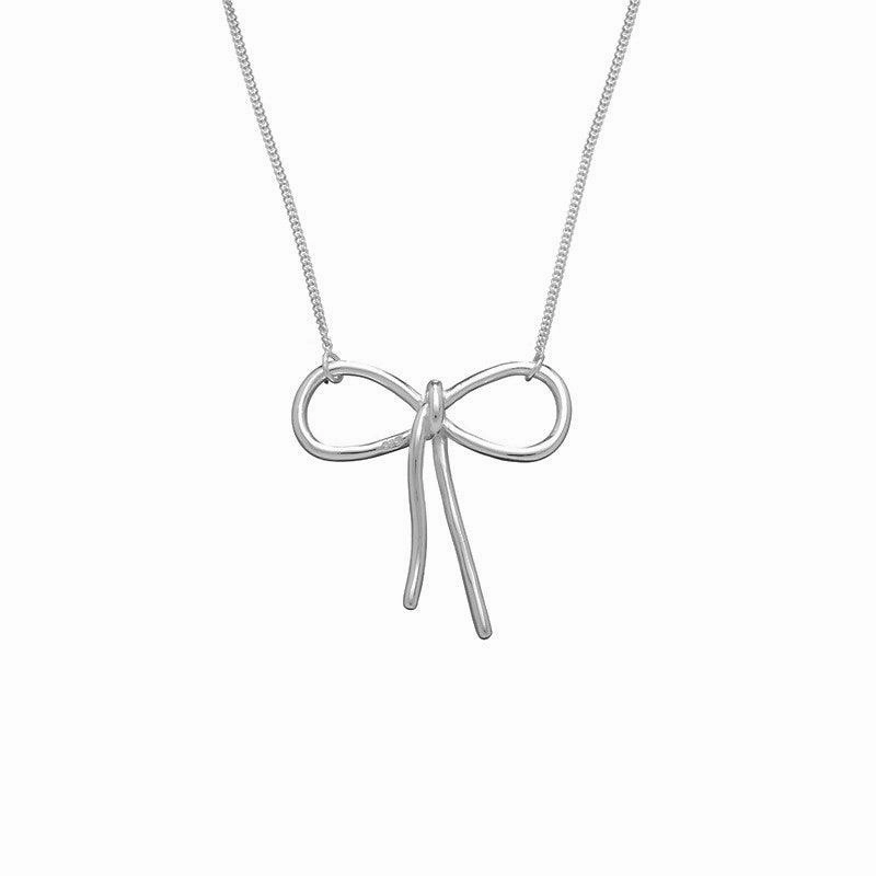 Sterling Silver  Center Bow Necklace