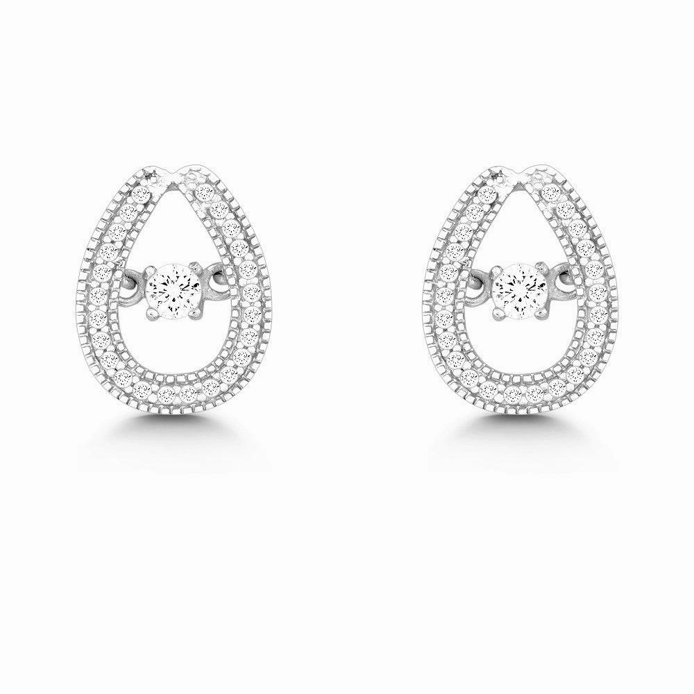Sterling Silver Center Dancing Tear Shaped Earrings