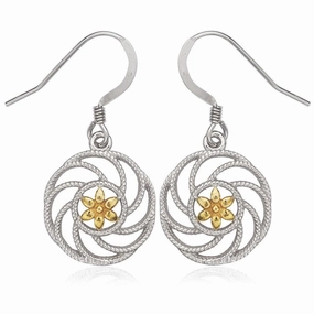 Sterling Silver Center Gold Plated Flower Earrings