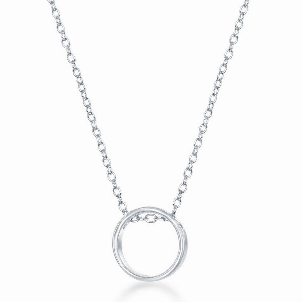 Sterling Silver Center Open Circle Design Necklace