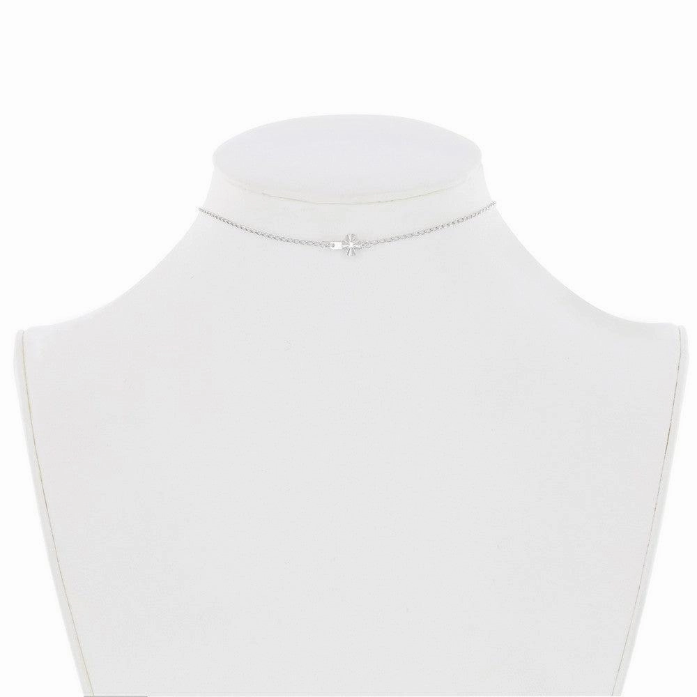 Sterling Silver Center Small Sideways Cross Choker Necklace