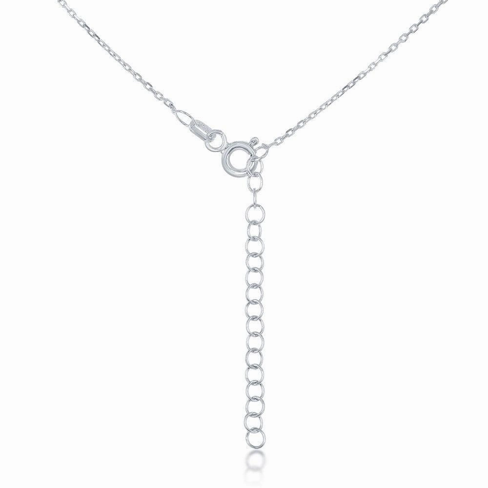 Sterling Silver Center Torqouise Branch Design with CZ Border Necklace