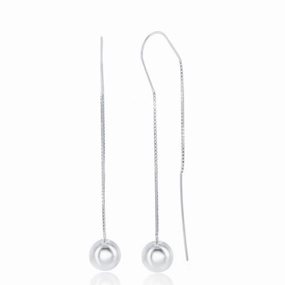 Sterling Silver Chain with Hanging Bead Earrings
