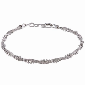 Sterling Silver Chain with Winding Beads Bracelet, 7"
