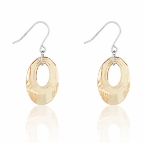 Sterling Silver Champagne Oval Crystal Earrings