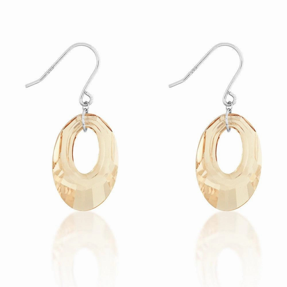 Sterling Silver Champagne Oval Crystal Earrings