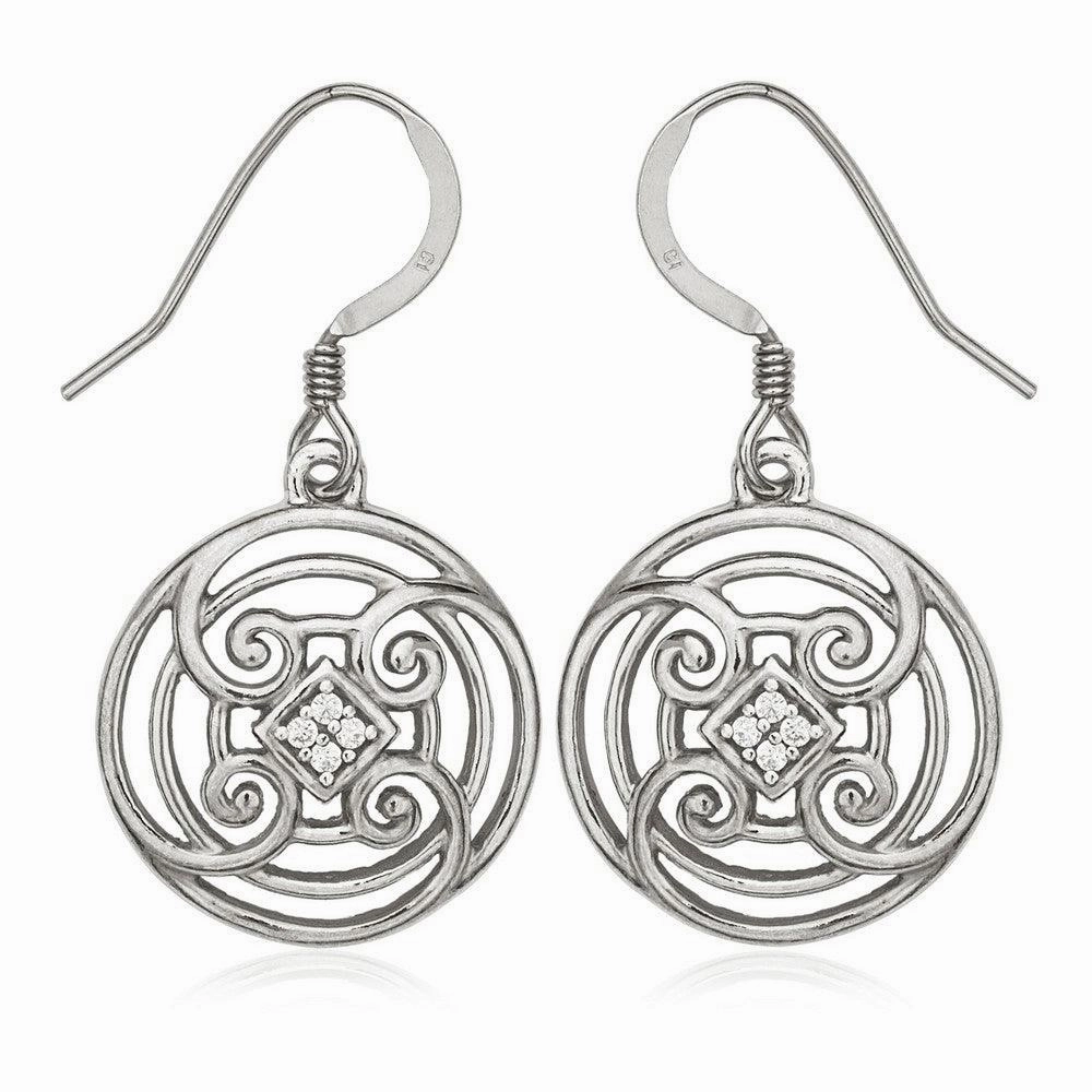 Sterling Silver Circle with CZ Center Earrings