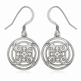 Sterling Silver Circle with CZ Center Earrings