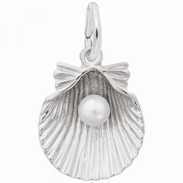 Sterling Silver Clamshell with Pearl Charm