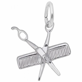 Sterling Silver Comb and Scissors Charm