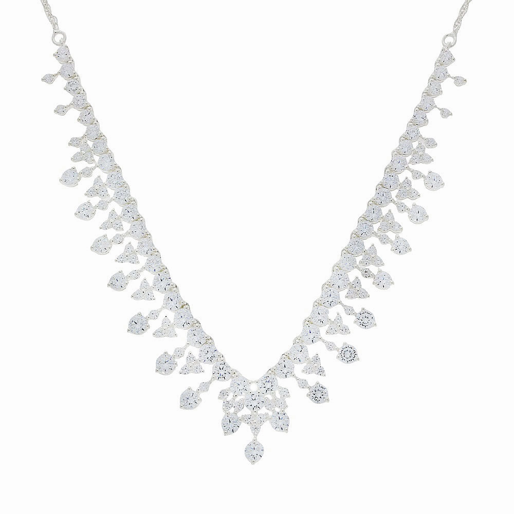 Sterling Silver Cubic Zirconia Cascade Necklet