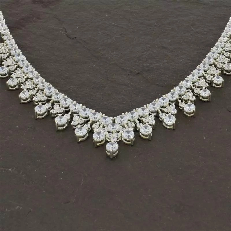 Sterling Silver Cubic Zirconia Cascade Necklet