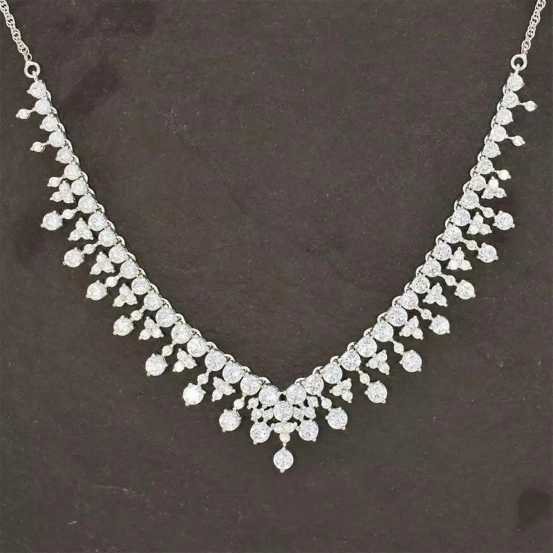 Sterling Silver Cubic Zirconia Cascade Necklet