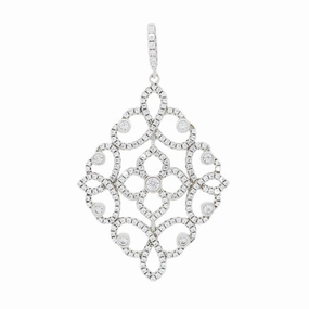 Sterling Silver Cubic Zirconia Filigree Pendant & Chain