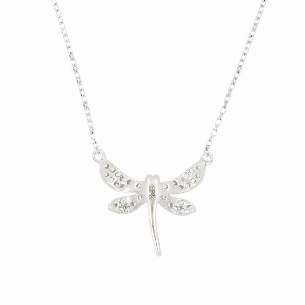 Sterling Silver Cubic Zirconia Ladies Dragonfly Necklace