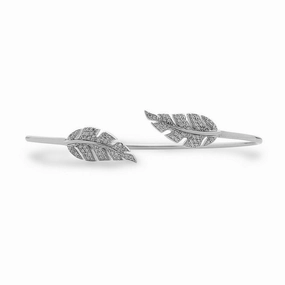 Sterling Silver Cubic Zirconia Leaf Bangle