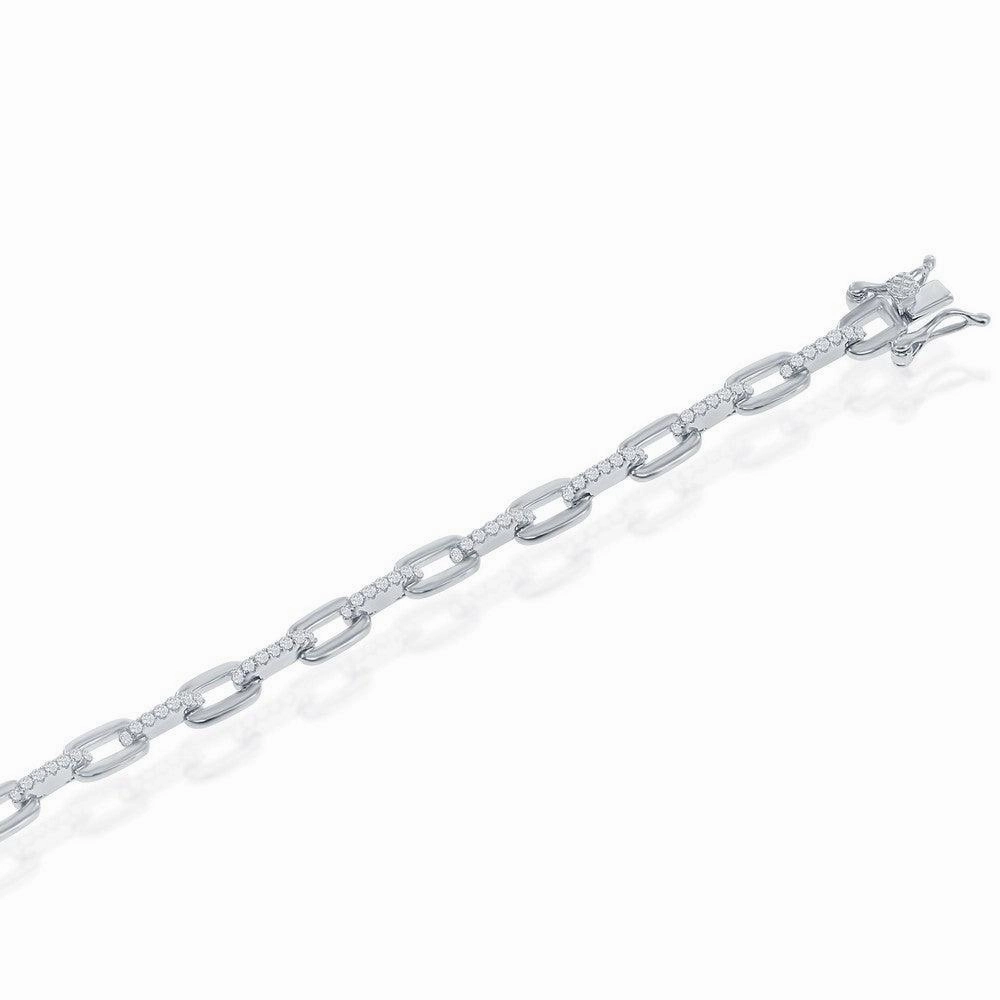 Sterling Silver Cubic Zirconia Linked Bracelet, 7"