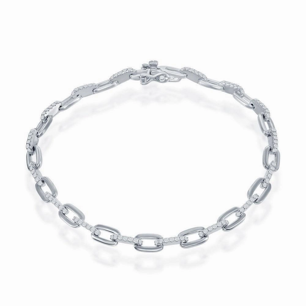Sterling Silver Cubic Zirconia Linked Bracelet, 7"