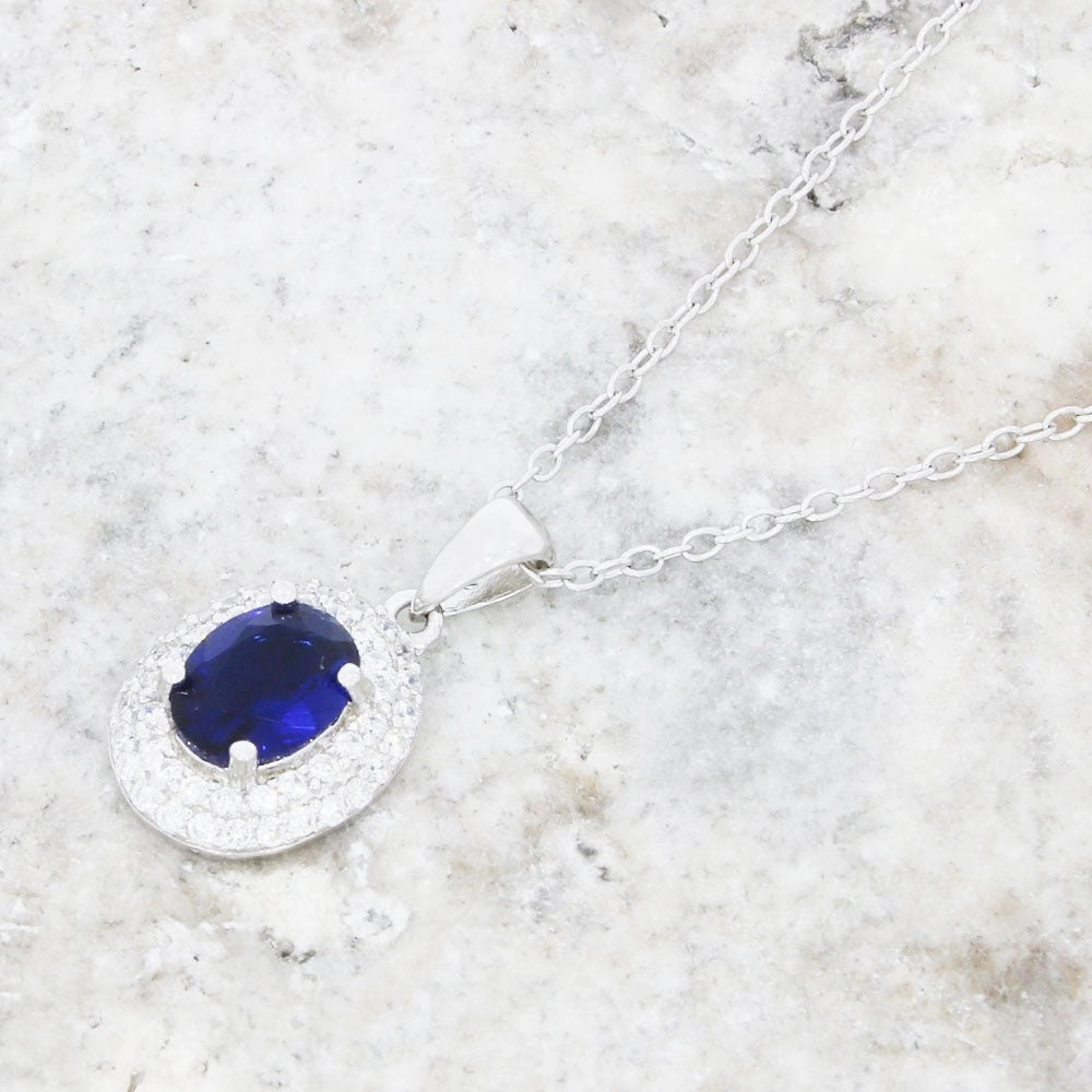 Sterling Silver Cubic Zirconia Pendant and Chain GVL017