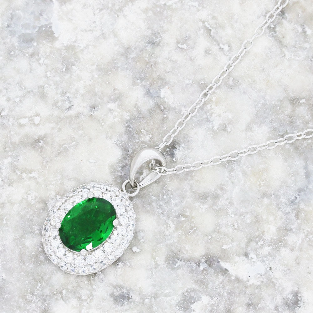 Sterling Silver Cubic Zirconia Pendant and Chain GVL019